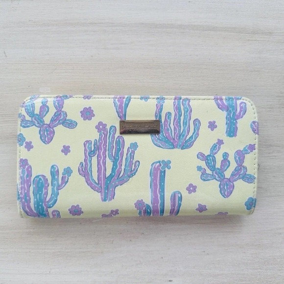 Simply Southern Womens Zip Around Wallet Nylon Cactus Yellow Pink Blue - Picture 1 of 10